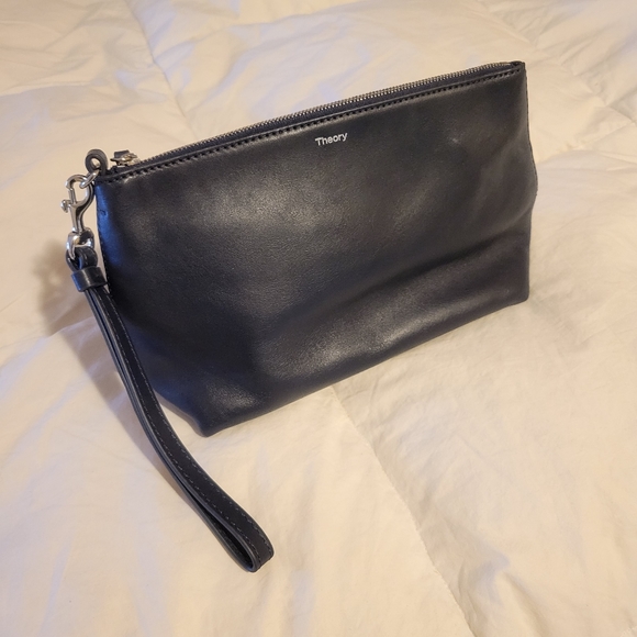 Theory Handbags - Theory Nappa Leather Pouch Cosmetic Bag Wristlet